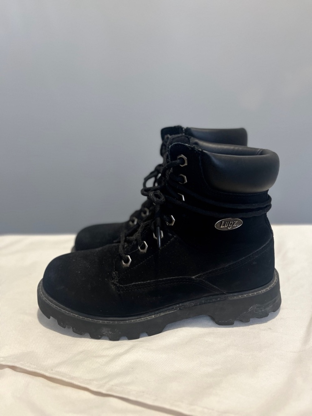 Lugz Black Suede Lace-Up Hiking Boots